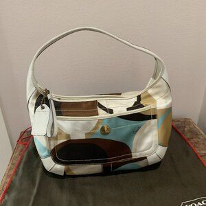 Coach Ergo Multi Color Signature Scarf Print Medium Hobo Shoulder Bag Purse